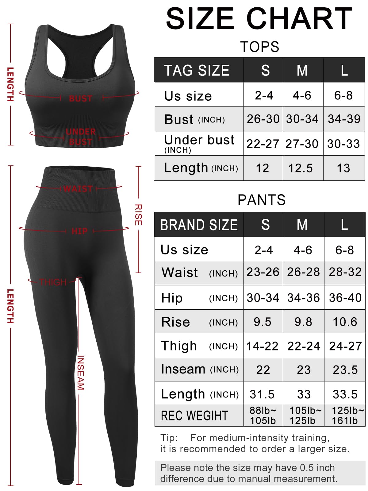 NOVA ACTIVE Conjuntos de entrenamiento para mujer, 2 piezas, leggings de cintura alta sin costuras con brasier deportivo elástico acolchado, ropa de gimnasio, Negro -, S