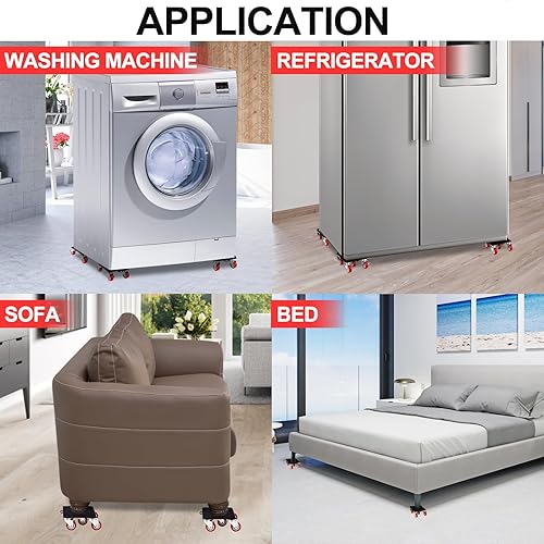 Miniatura 4 de OCGIG Mover de muebles con 5 ruedas y juego de elevador, herramienta móvil de panel de acero al carbono, ruedas de rotación de 360 de alta