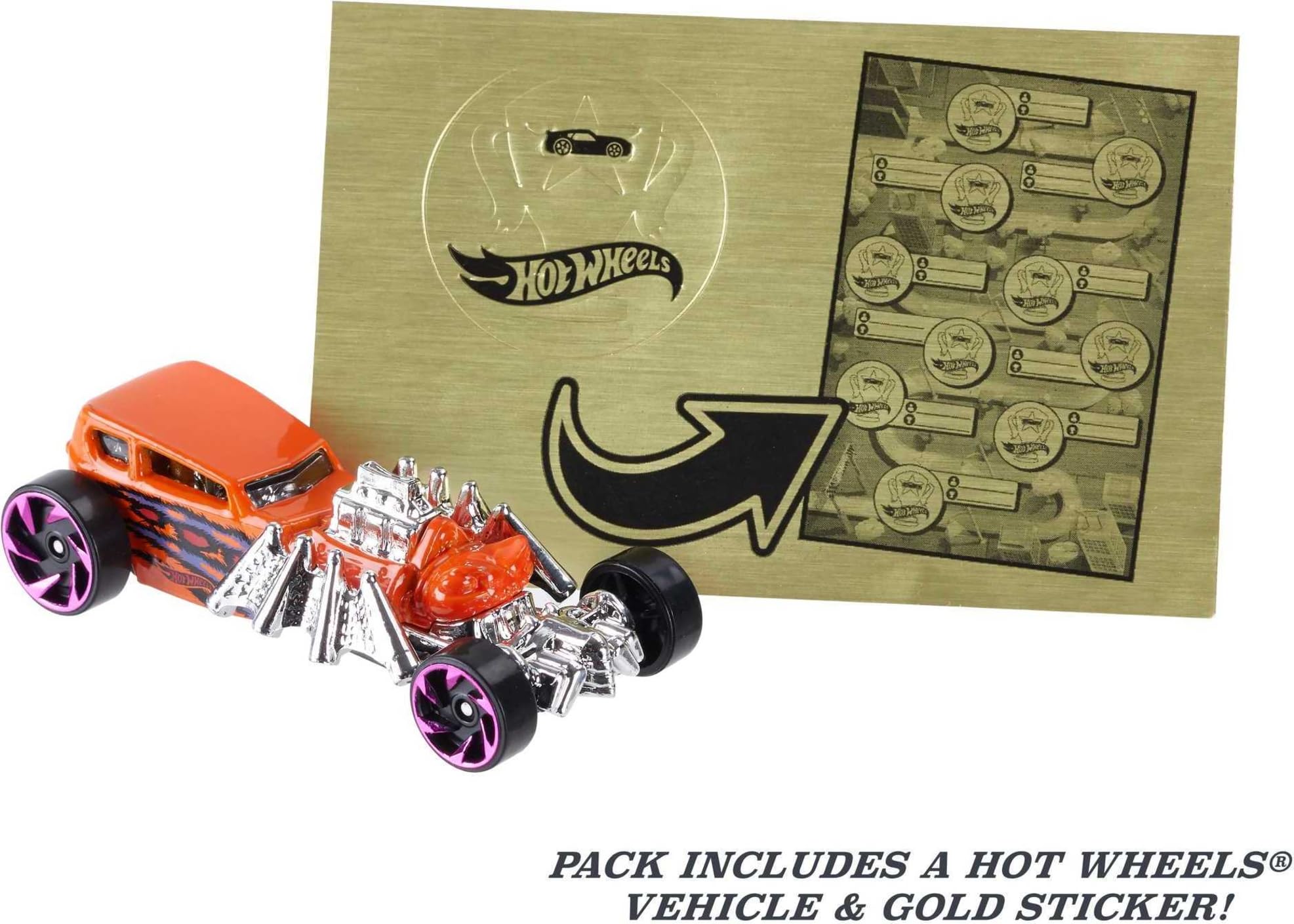 Hot Wheels Pack 10 Coches de Juguete Sorpresa con recompensas y Pegatinas, Regalo para niños +3 años (Mattel GWN97)