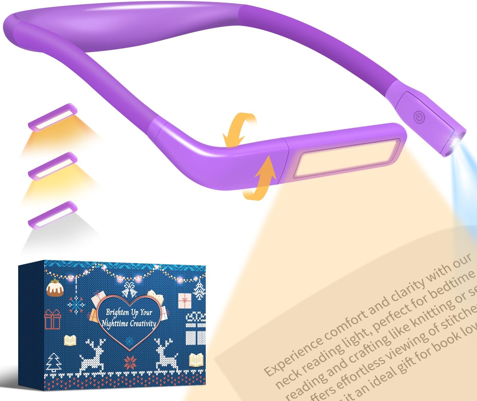 Neck Reading Lamp Purple Gifts For Women Book Lovers Knitting Crochet Accessories, Stocking Stuffers Christmas Birthday Present For Mom Wife Grandma Bible Readers Knitters Quilting Sewing SuppliesClimatePartner certified