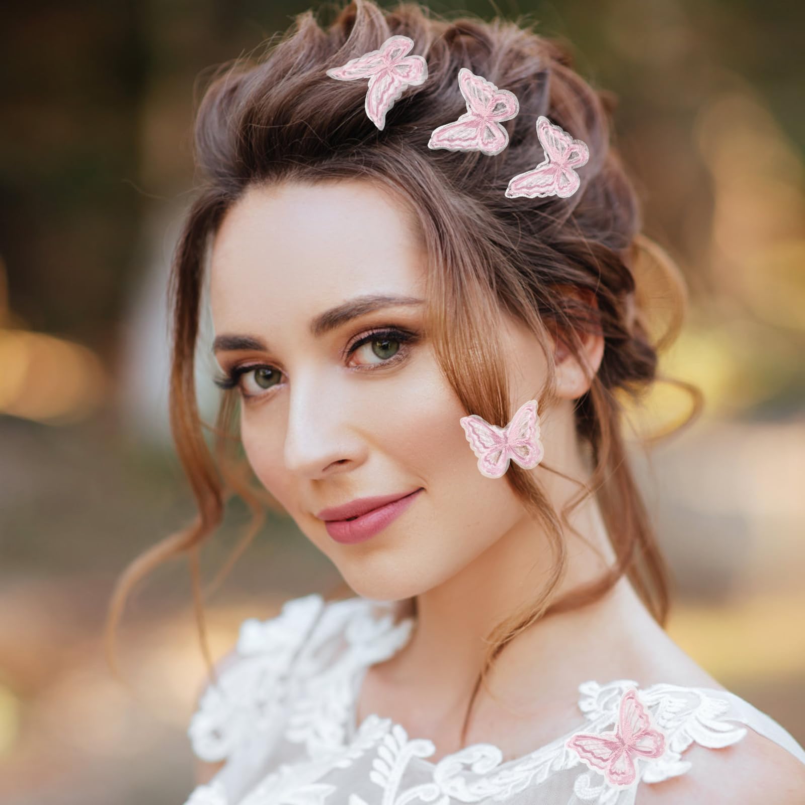 Violette Schmetterlings-Haarspangen – 24 Stück Set, Große & Kleine Größen – Aus Spitze, Für Hochzeit & Party