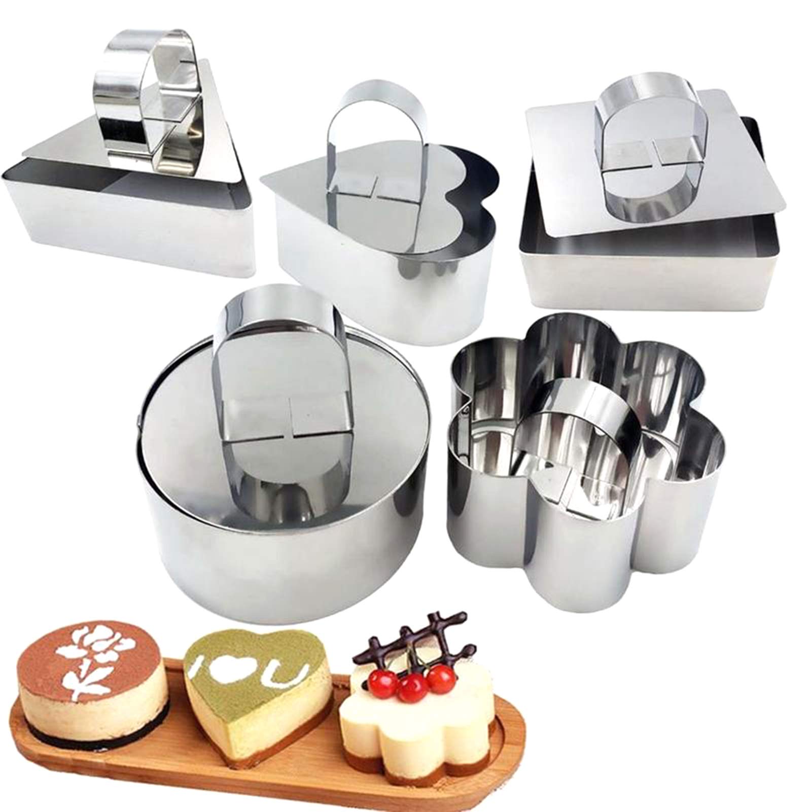 U-HOOME 4PCS Stainless Steel Mousse Mould Mousse Ring For Cheese Baking Ring Cupcake Salad Dessert Die Mousse Ring Cake Cheese Tool