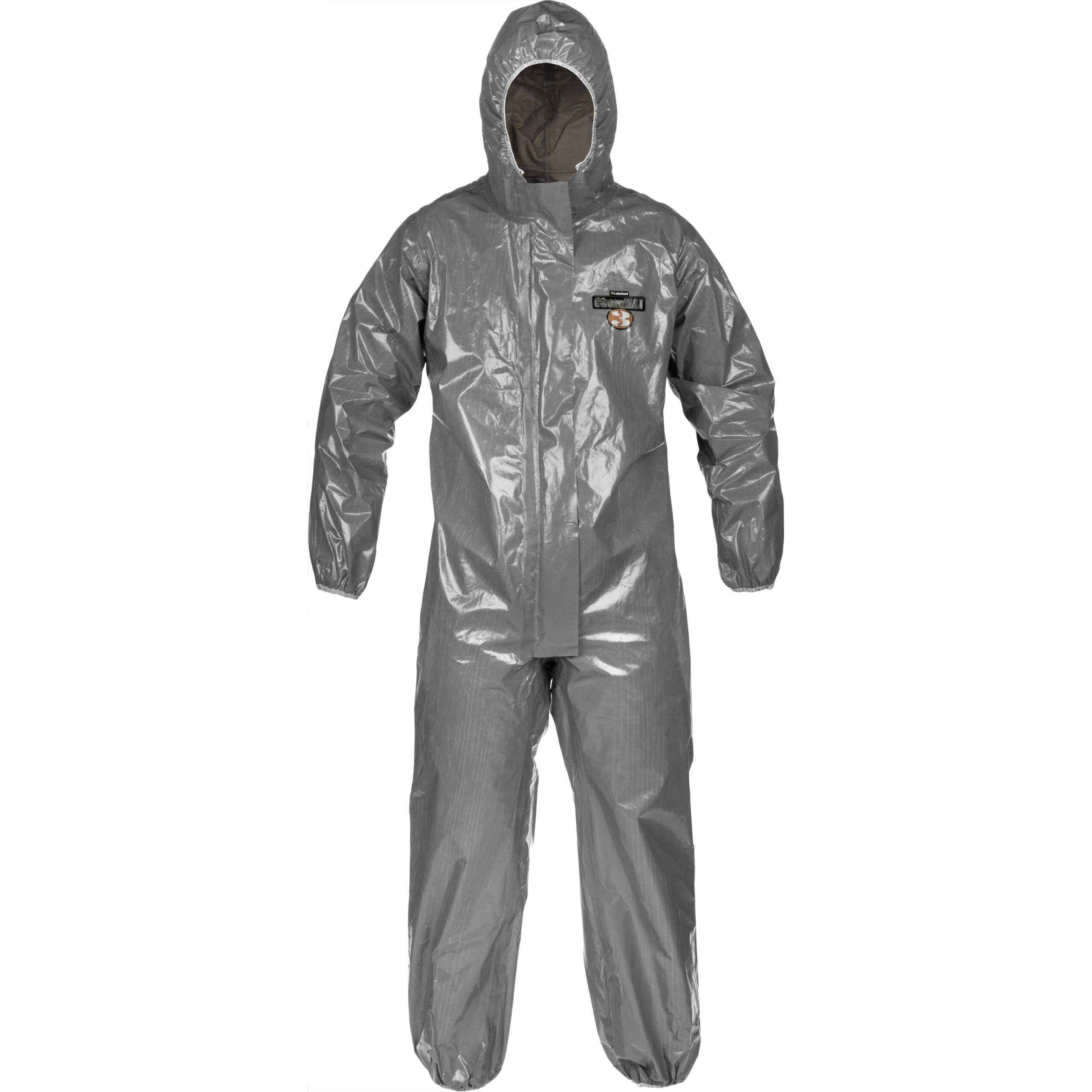 Lakeland ChemMax 3 Coverall with Respirator Fit Hood, Zipper Storm Flap, Elastic Face/Wrist and Ankles, Grey, Single-pack