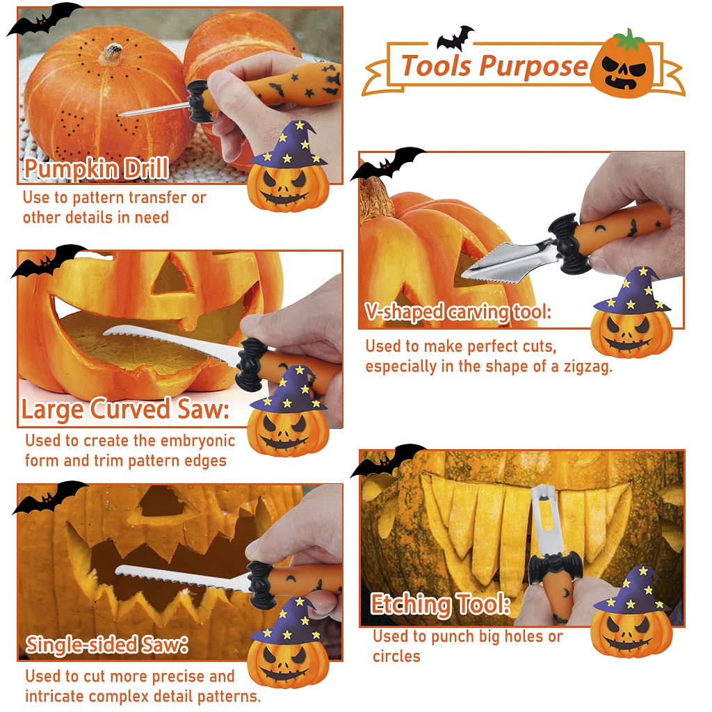 Decoration Table Halloween ASANMU Kit De Sculpture De Citrouille Halloween, Pumpkin Carving Kit Pour Citrouille D'Halloween Découpe Citrouille