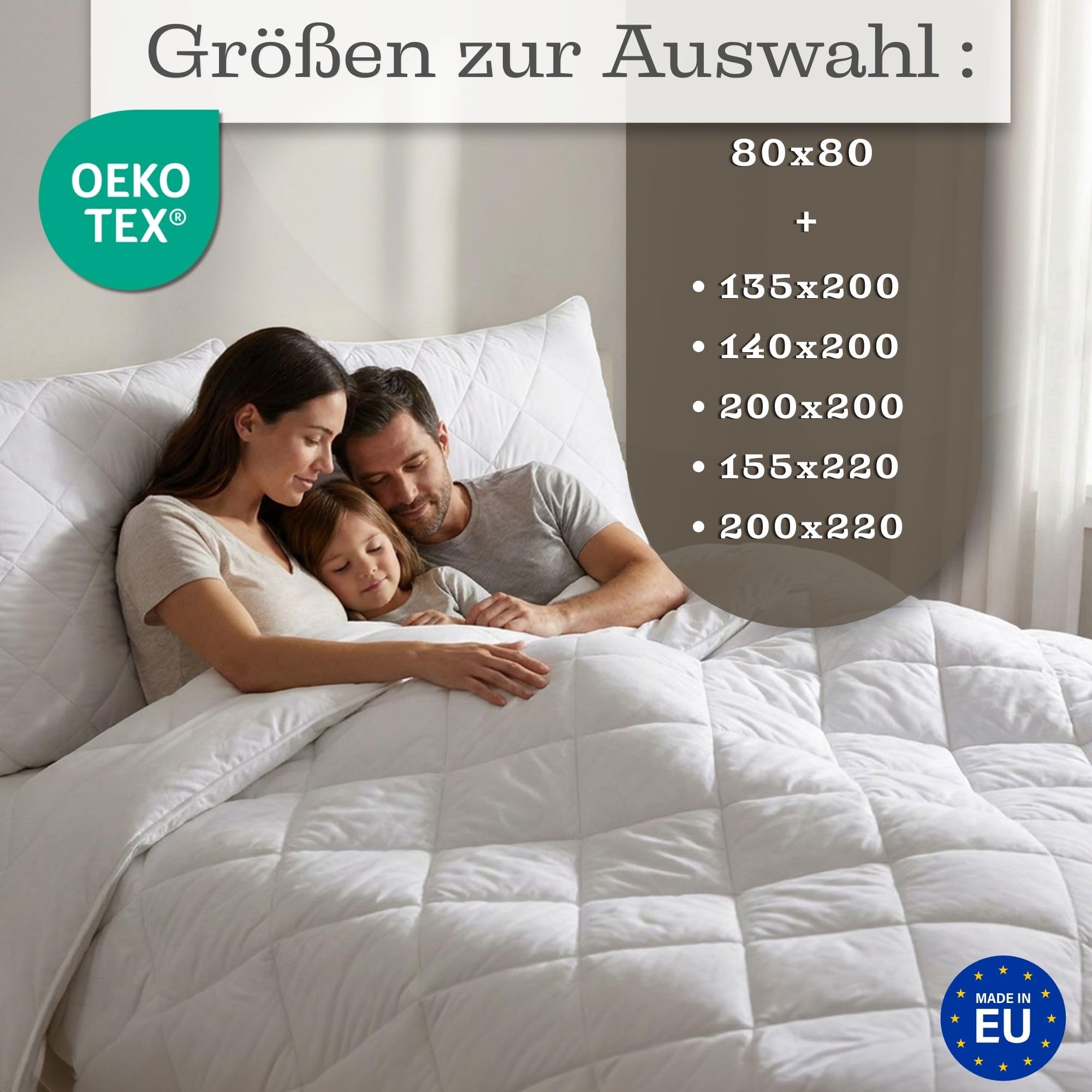 Ganzjahresdecke Bettdecke Set: 2 Stück 135x200 + 2 Stück 80x80 cm - Bettdecken Duvet Bett Decke Steppdecke Schlafdecke Steppbettdecke Quilt mit Füllung aus Microfaser weiß Oeko-Tex-Zertifikat