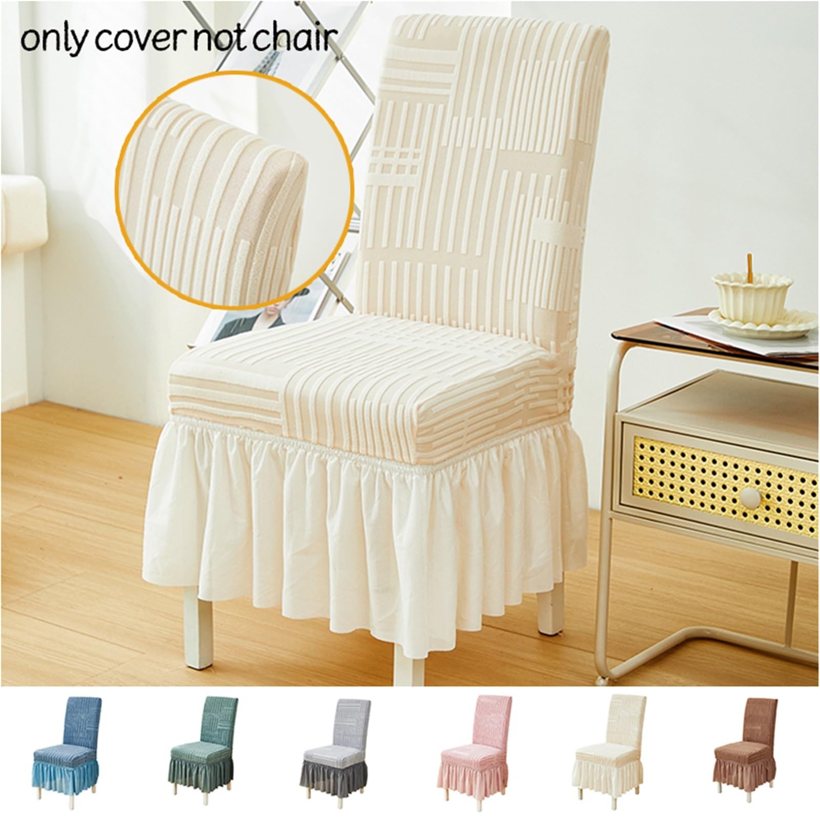 Fundas para sillas de comedor modernas. Falda for silla de comedor, asiento antideslizante elástico for banquete, restaurante, cocina y fiesta, 6 uds(A2 Khaki)