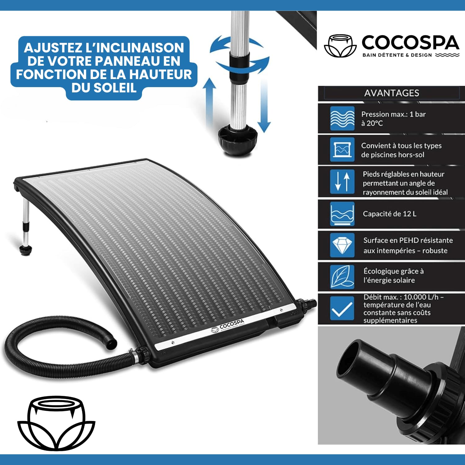 Panneau Solaire Chauffage pour Piscine Hors Sol Coco Spa