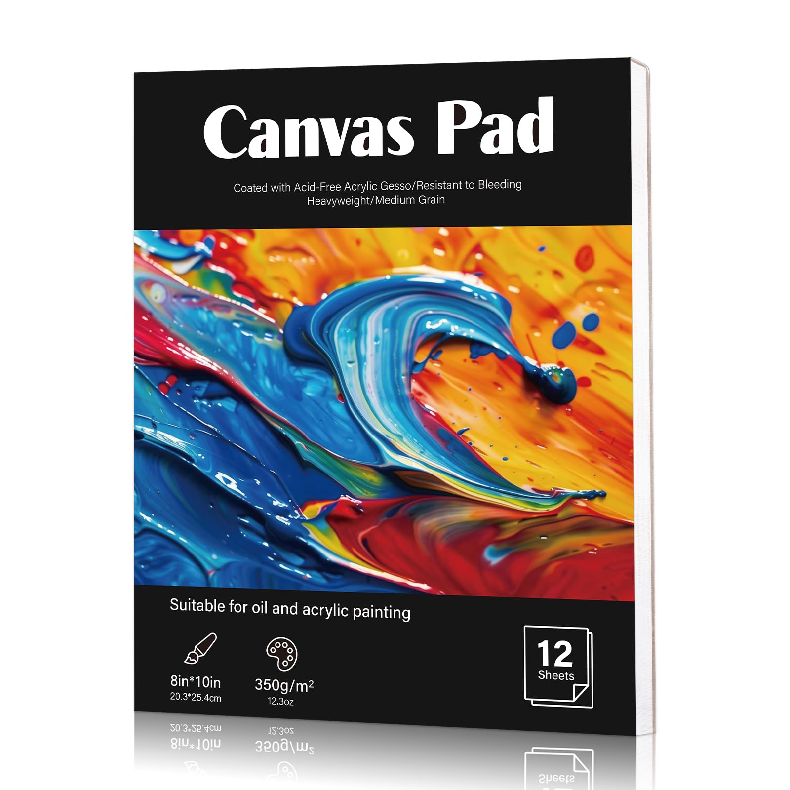 Papier en toile 20,3x25,4 cm 350g/m2 pour peinture acrylique et huile