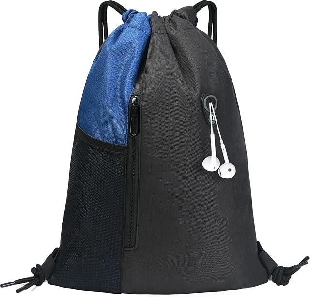 flintronic Drawstring Gym Bags, Waterproof Swimming Bag Sport Gym Sack, Large PE Bag Swim String Backpack with Zipper for School Sports Beach Holiday Travel - Kids & Adults