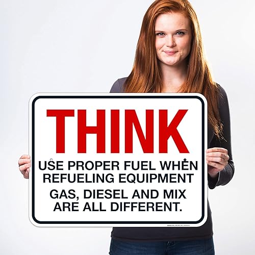Miniatura 48 de Think When Refueling Equipment to Use Proper Fuel Gas Diesel and Mix Sign, 24x30 Inches, 3M EGP Reflective .080 Aluminum, Fade Resistant, Made in USA