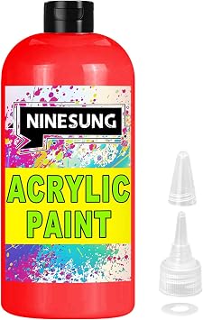Red Acrylic Paint - Bulky-Size - 17 oz/500 ml Acrylic Paints Professional Artists Painting for Canvas Fabric Rock Easter Egg Wood Ceramic Glass Art Craft Painting Red, 17 Fl Oz