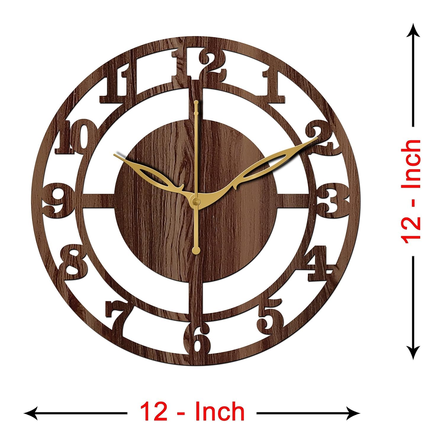 SKYVILLA 12 Inch Wooden MDF Analog Wall Clock English Numerals | Silent Quartz Movement | Lightweight Without Glass Design for Home Living Room, Offices 3