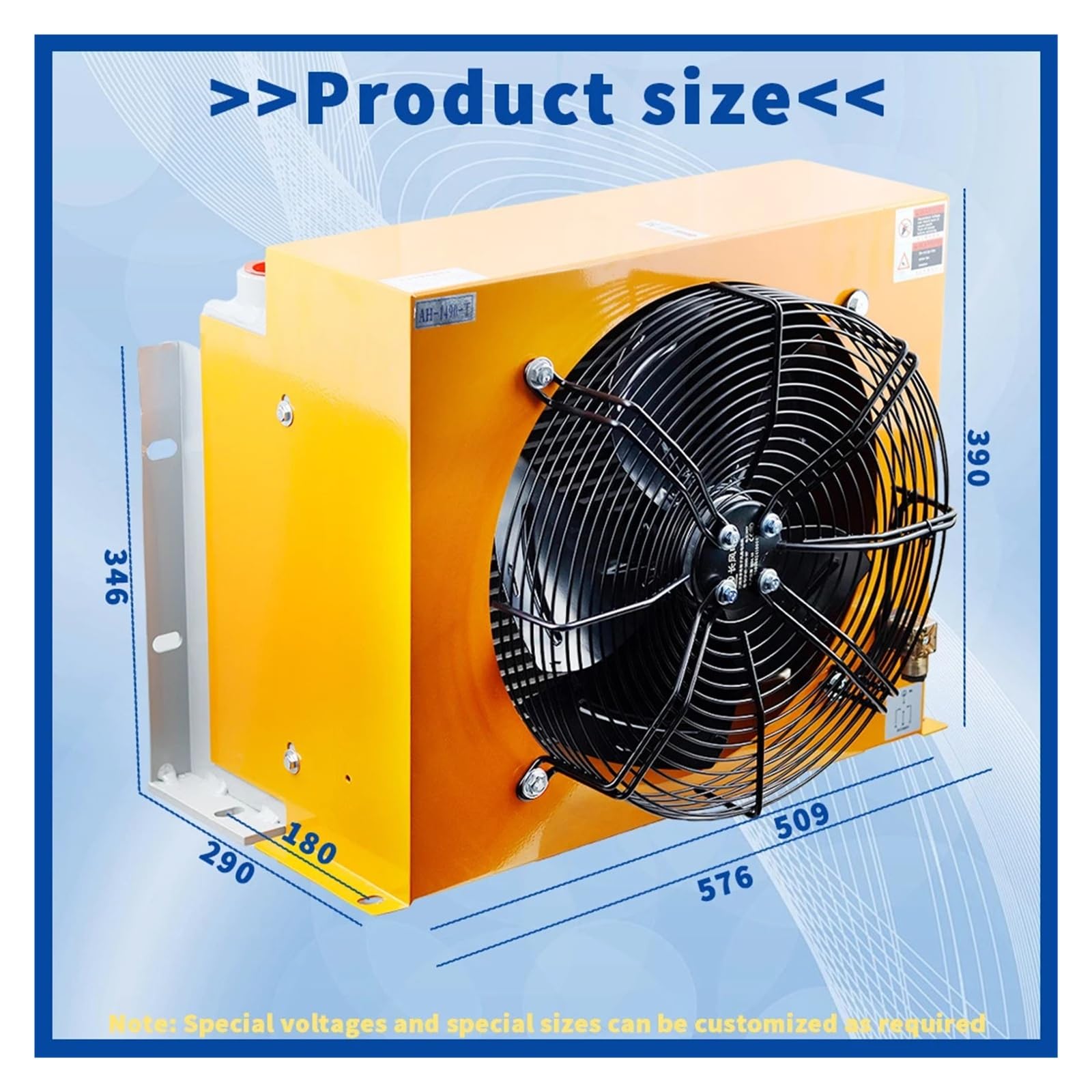 Enfriador de Aceite hidráulico AH1490T-CA 250 L/min Radiador refrigerado por Aire 135 W CA/CC Soldadura precisa y Ventilador eficiente Absorción de Impactos