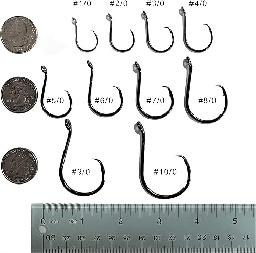 Miniatura 3 de Angler's Grotto Heavy Octopus Short Shank Offset Circle Hook  102550 Count Per Pack  Freshwater Saltwater Fishing Hooks  4X Strong High Carbon Steel
