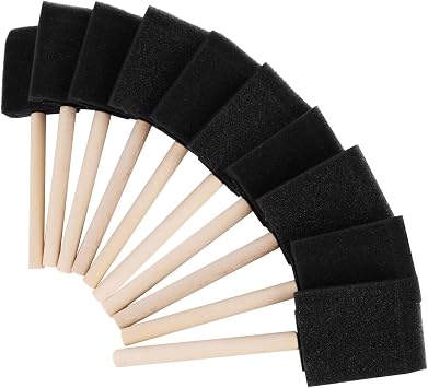 ZUFECY 10-Pack Sponge Brushes 2 Inch - Wood Handle Foam Paint Brushes for Staining, Craft, Varnishes & DIY Painting Projects