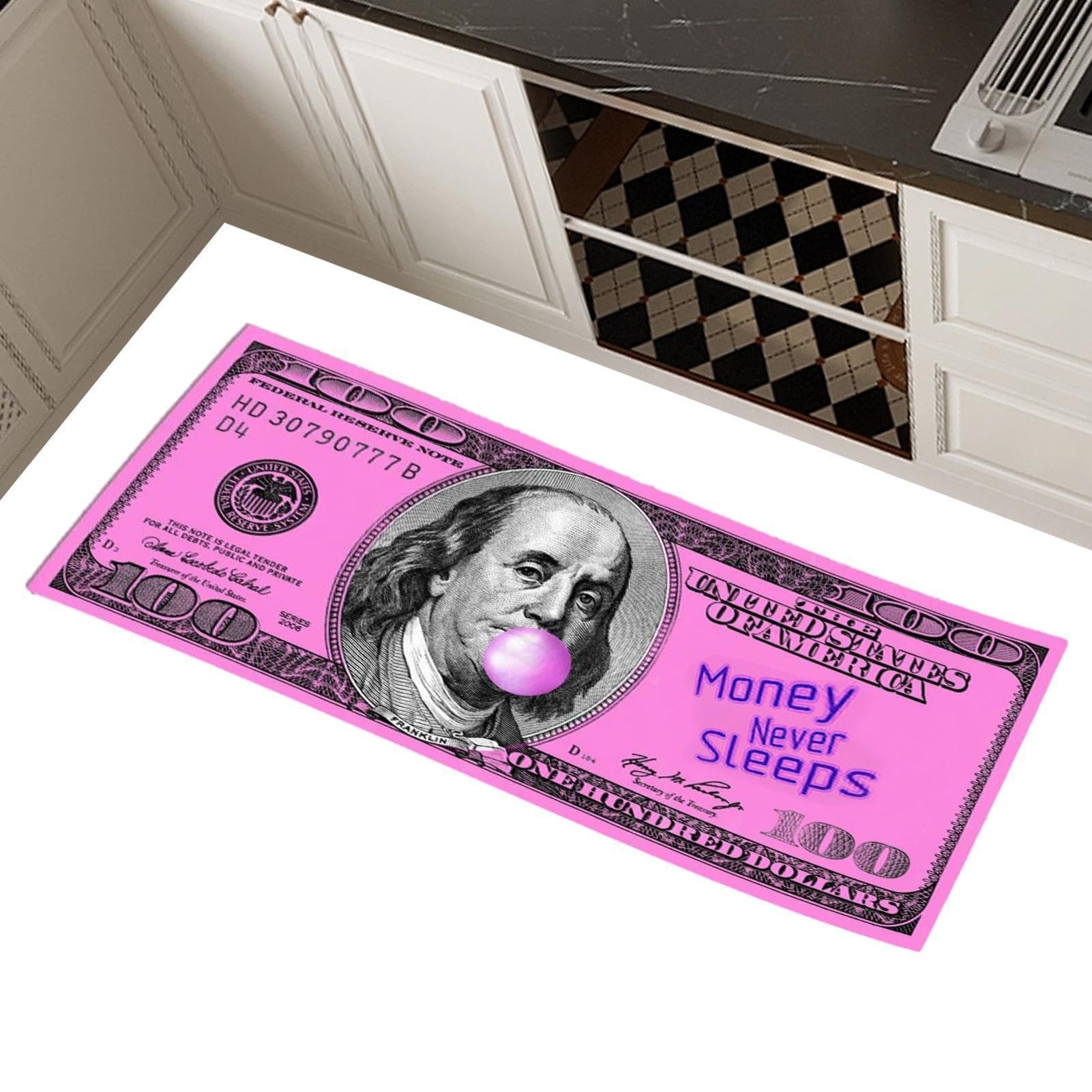 Alfombra antideslizante de ducha estilo dinero rosa absorbente