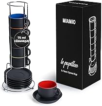 MIAMIO - 6 x 75 ml Ensemble tasses à expresso en grès tasse expresso en céramique tasse a cafe expresso - Le Papillon Collection (Colore)