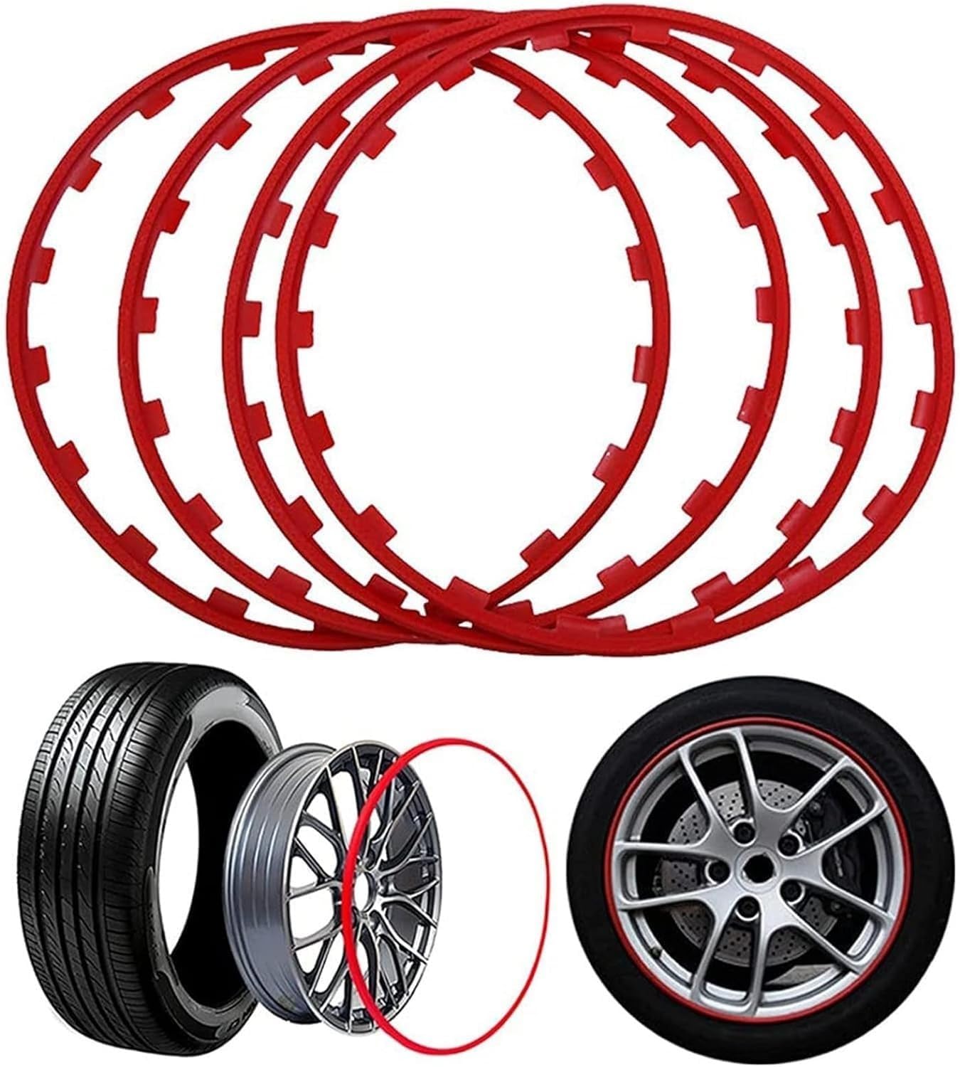 Wheel Protector Alloy Wheel Protectors,15-22 Inch Wheel Edge Decorative Protection Ring,Tire Protective Cover, Anti-scratch And Anti-rubbing 4PCS Wheel Rim Protectors Guard，Car Refit Accessories ( Col