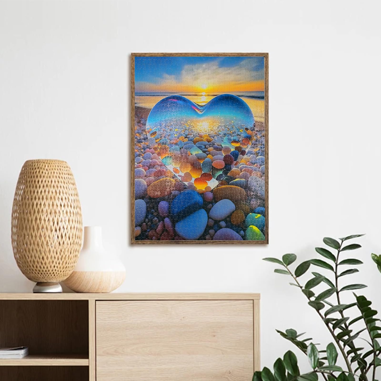 Romantique Plage Coeur Puzzle 1000 Pièces Adultes intéressant Puzzles 1000 Pièces Jeu Éducatif Cadeau 38x26cm/1000pcs