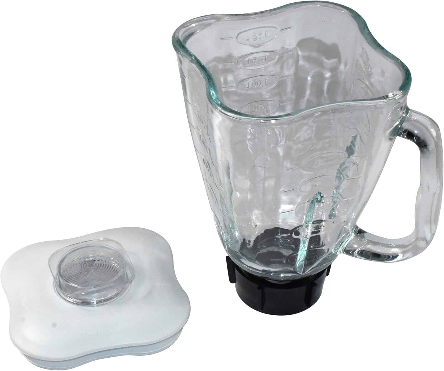 HQRP Glass Jar Set Replacement Compatible with Oster Osterizer Blender, 004954-011-090 014709-156-000 004902-003-NP0 084036000000, 1.75L Pitcher, 0.46 Gallon Capacity, White Lid