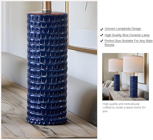 Miniatura 7 de PORTRES Juego de 2 lámparas de mesa de cerámica modernas de 24.75 pulgadas para dormitorio, decoración de escritorio, lámparas de noche para sala de