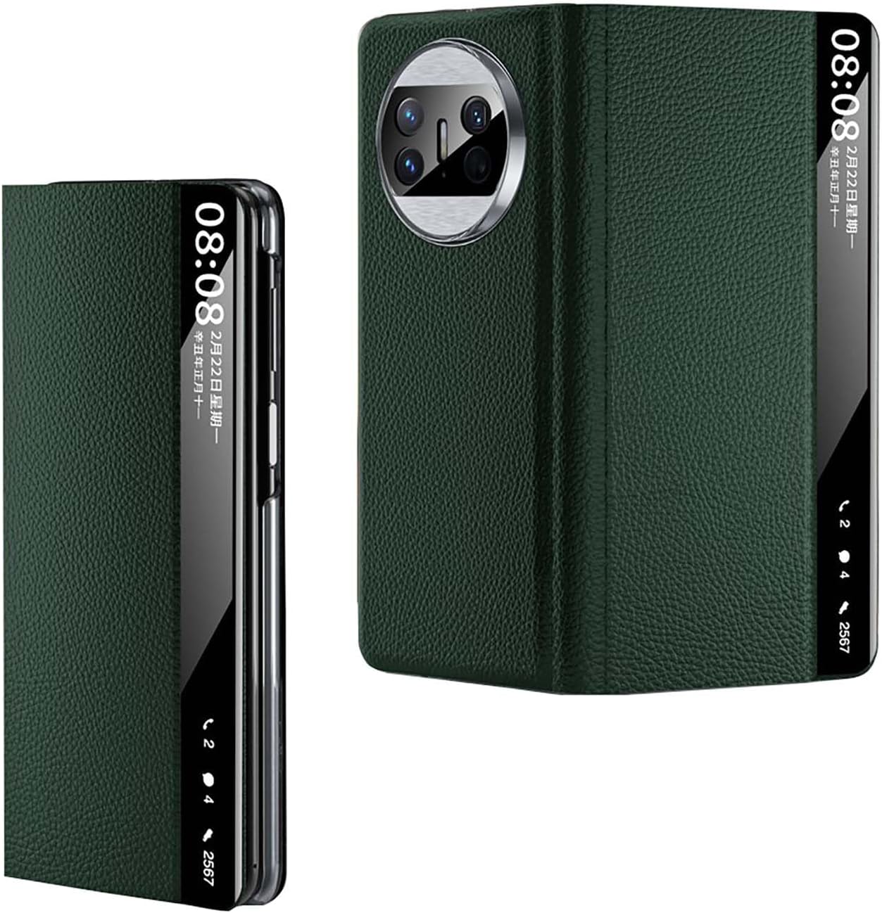 OIATROE Case For Huawei Mate X3, Foldable Ultra Slim Phone Case, Smart Windows Flip Cover for Huawei Mate X3 -Green
