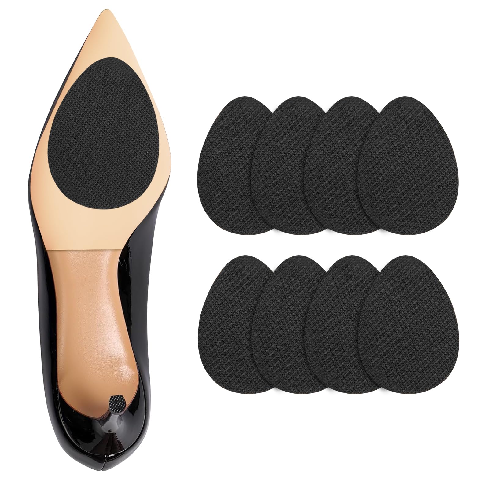 Non Slip Shoe Pads,Shoe Grips on Bottom of Shoes Silica Gel Anti Slip Shoes Grips Self Adhesive Shoes Sole Protector Stickers for Heels(Black 8pcs)