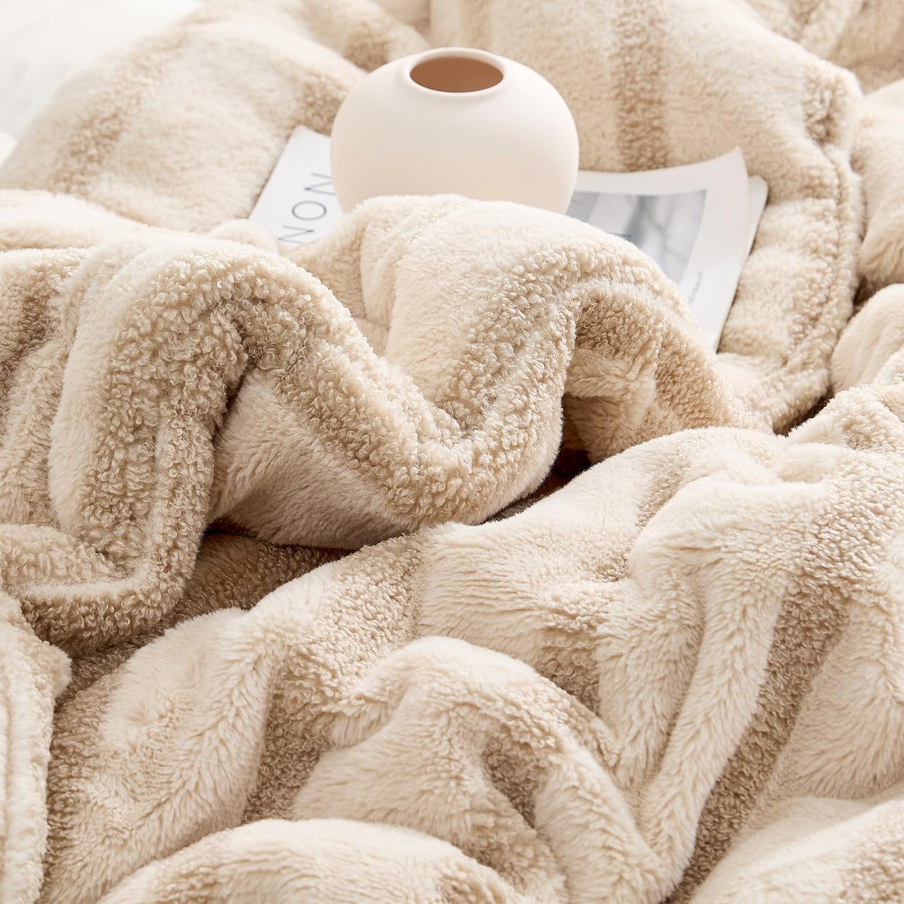 Coma Inducer Cozzzzzzzzzzzzzzzzy Oversized King Comforter Set - Almond Cream Stripe