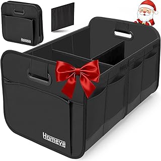 Homeve - Organizador de almacenamiento maletero para vehículo, asas reforzadas, plegable, multicompartimento e impermeable, poliéster Oxford 600D, adecuado para automóvil, todoterreno, minivan, negro