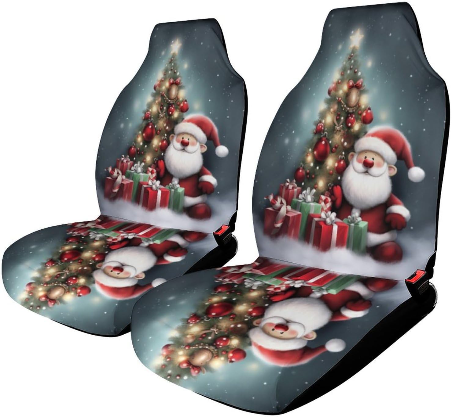 Merry Christmas Seat Covers Breathable Car Seat Cover Full Set Washable Interior Covers Anti-Slip Car Seat Protector Cover for Auto Interior Truck Van SUV, 2PCS, style