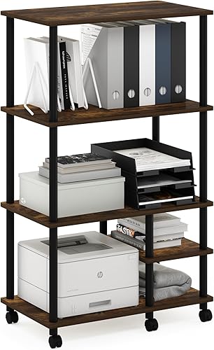 Miniatura 7 de Furinno Turn-N-Tube - Estante de almacenamiento multiusos sin herramientas con gabinete superior, color americanonegro