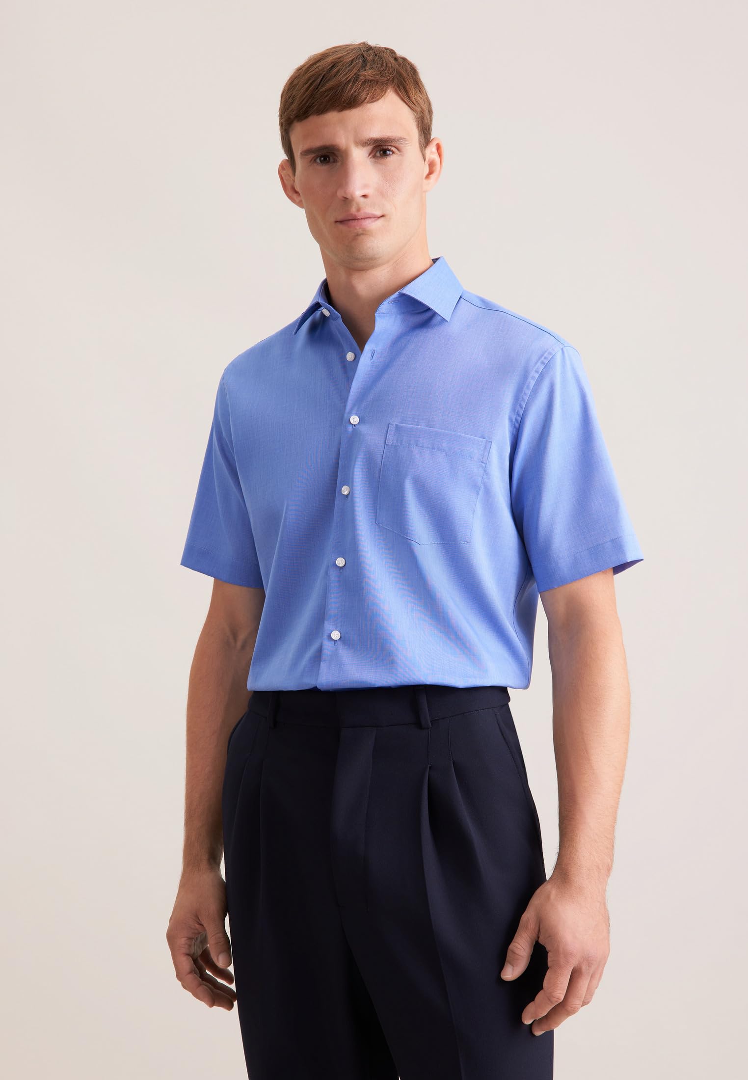 Seidensticker Herren Business-Hemd - Regular Fit - Bügelfrei - Button-Down-Kragen - Kurzarm - 100% Baumwolle