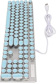 HEEPDD Mechanical Gaming Keyboard, Blue Switch Blue Switch Mechanical Keyboard Ergonomic Plug and Play RGB Backlight Retro Steampunk Round 104 Keys for Windows (Blue Switch)