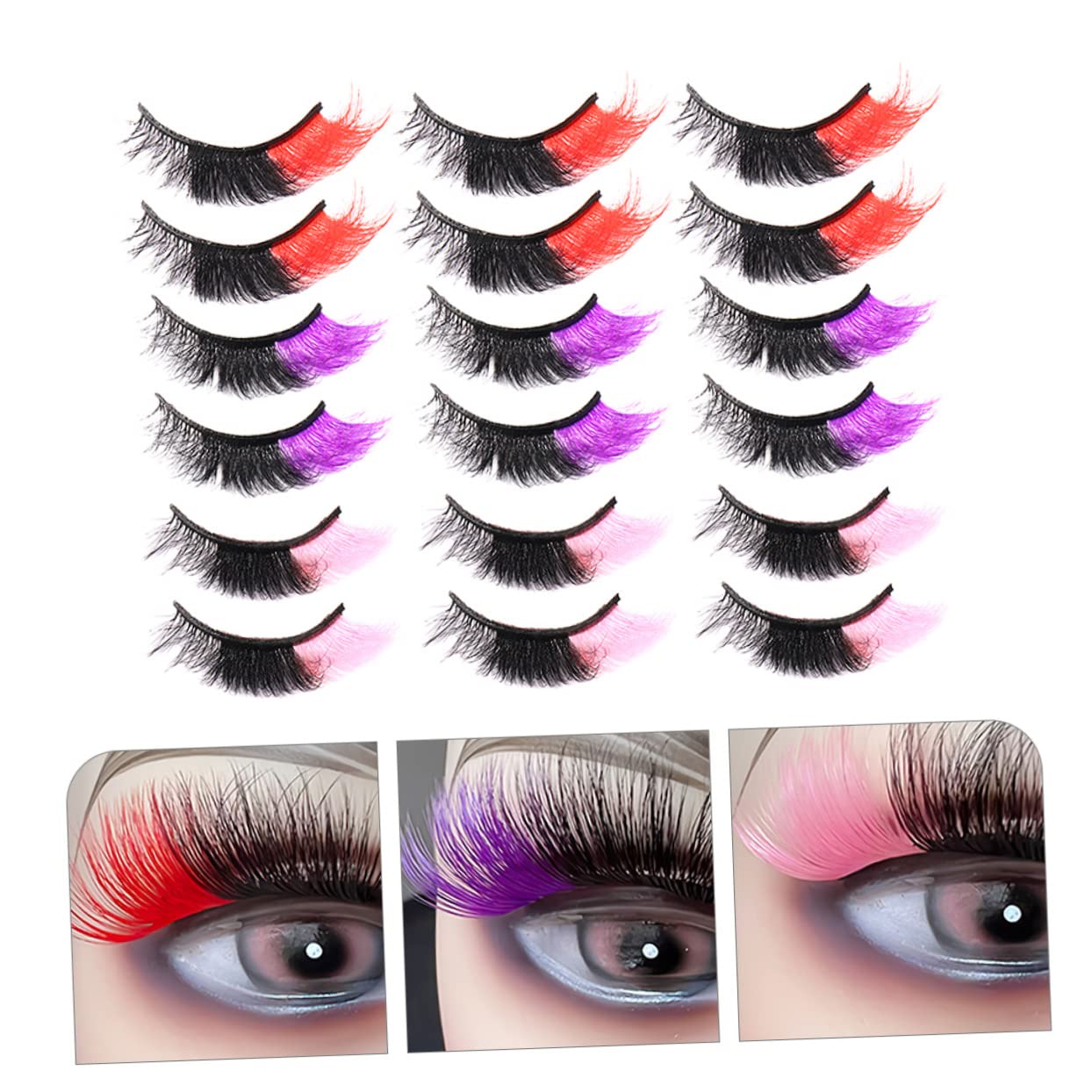 POPETPOP 36paia Colored Lashes Finte Ciglia Coloratper Cosplay Facili Da Usare Effetto Volume Per Look Notturni e Occasioni Speciali