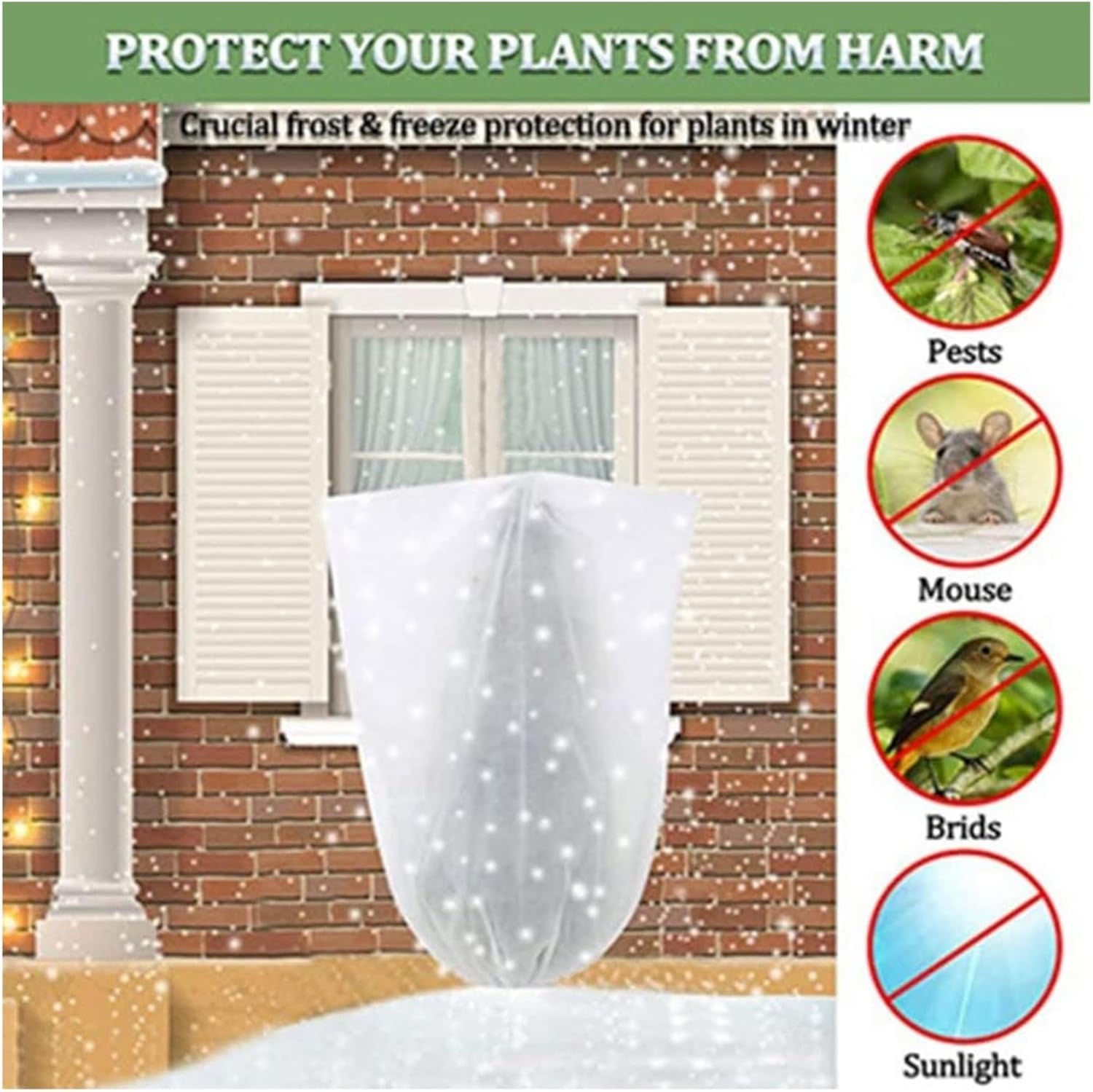 Plant Frost Protection Covers, Garden Fleece Frost Protection Covers for Plant with Drawstring, Large Winter Plant Frost Protection Covers(180 * 210cm)