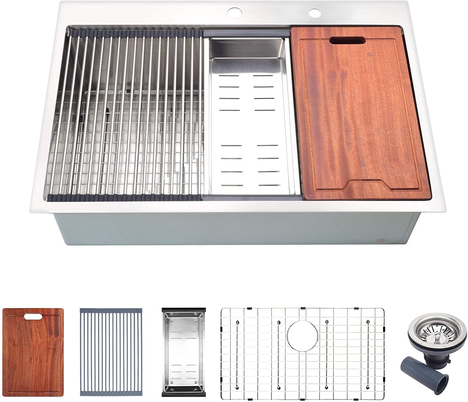 Exсluѕіvе Dіѕсоunt 🔥 ARAUSK 33-Inch Kitchen Sink Drop In, Nano Workstation Sink, Stainless Steel Sink, 10-Inch-Depth Single Bowl Sink, T-304 Topmount Sink with Accessories (Set of 5 Included Components )