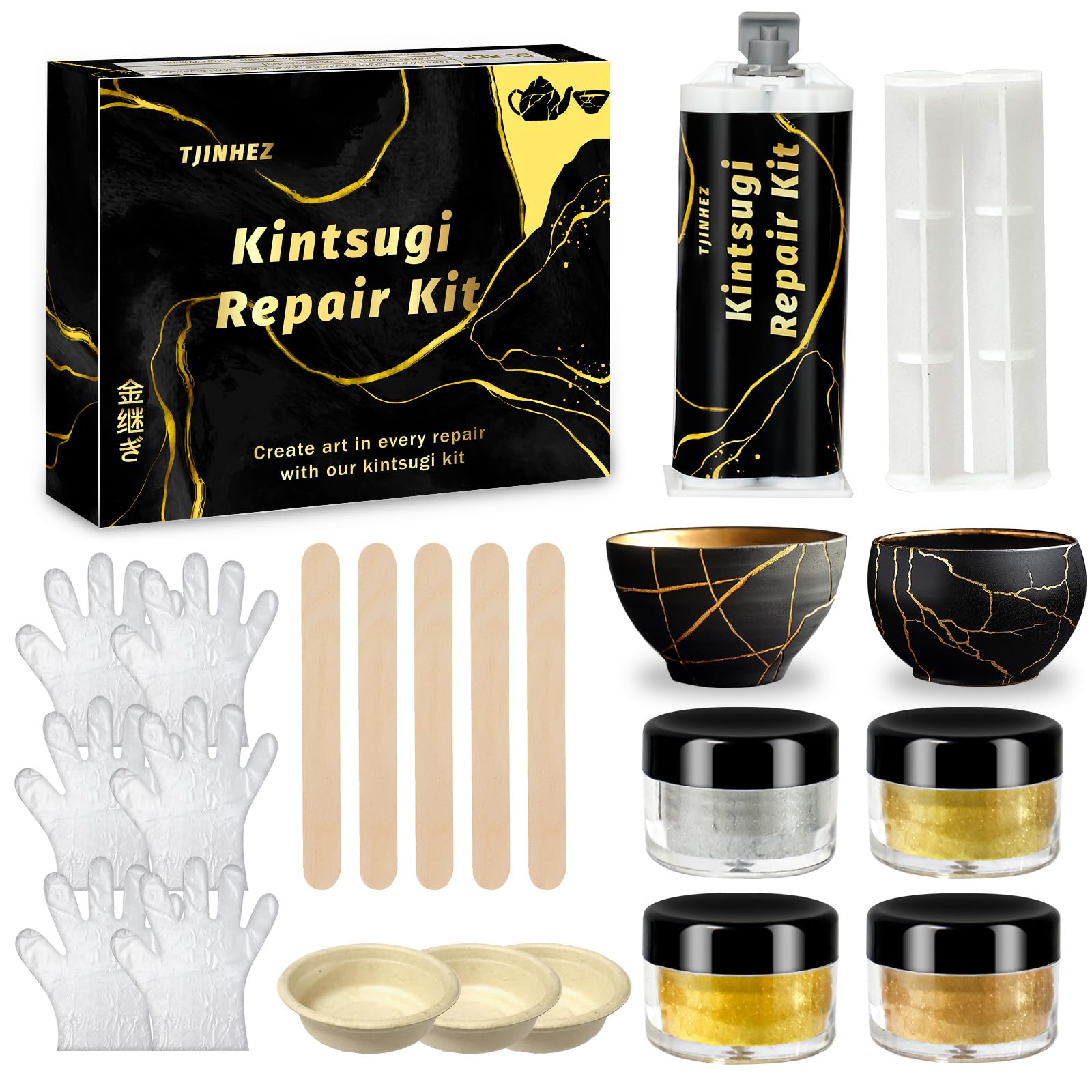Kintsugi Reparatur Set - Lebensmittelechter Porzellan Kleber & Keramik