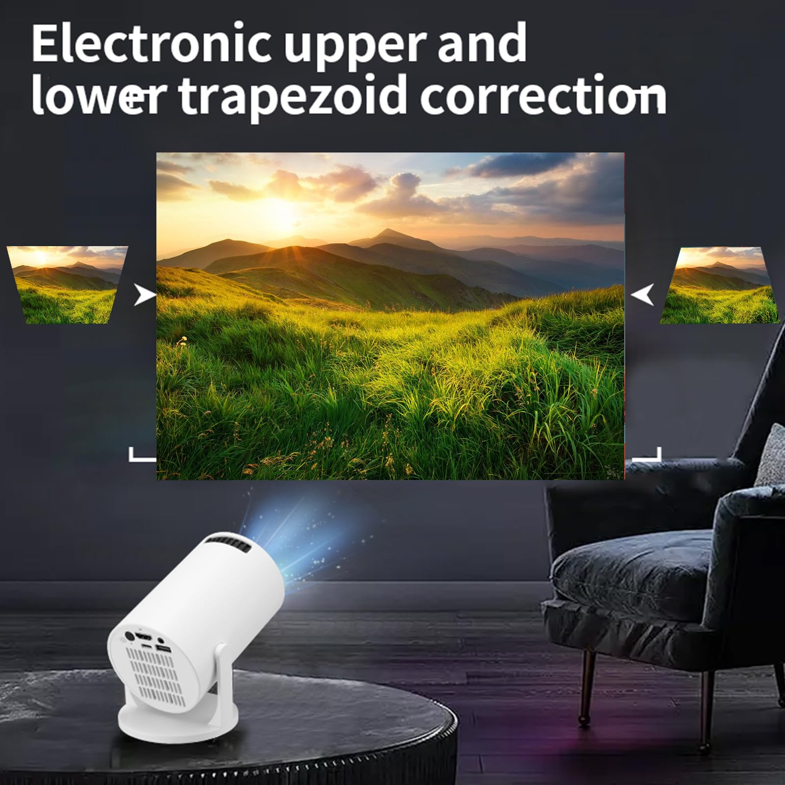 Goshyda Mini Proiettore Bluetooth 1080P Full HD, Proiettore Cinematografico Portatile per Esterni, Supporta lo Stesso Schermo Cablato e Wireless, Compatibile con Smartphone