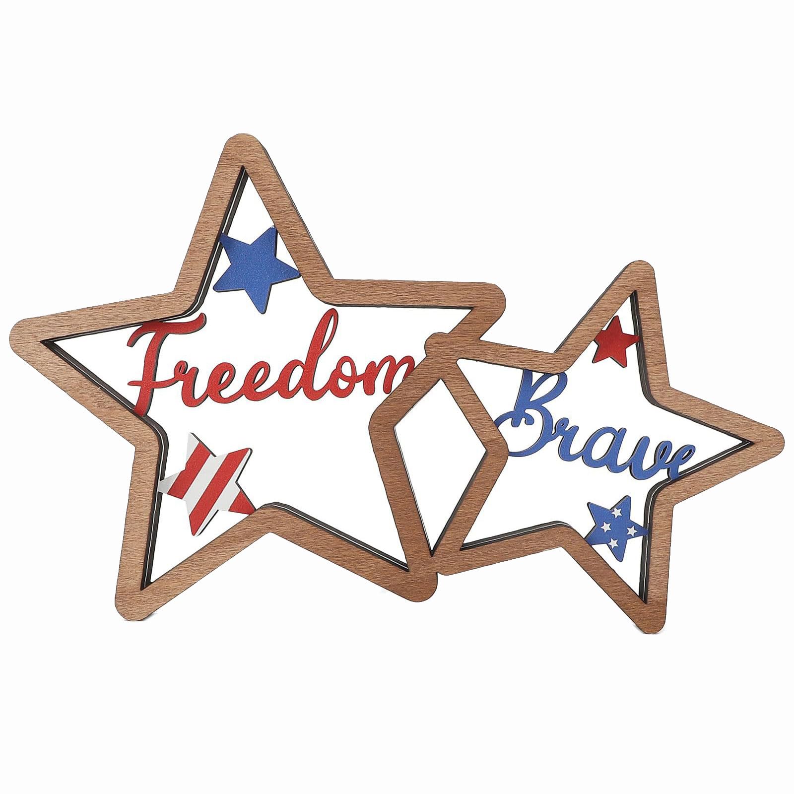 Ljmyy Wooden Star Tabletop Decor Patriotic Home Accent For National Holidays And Festive Occasions