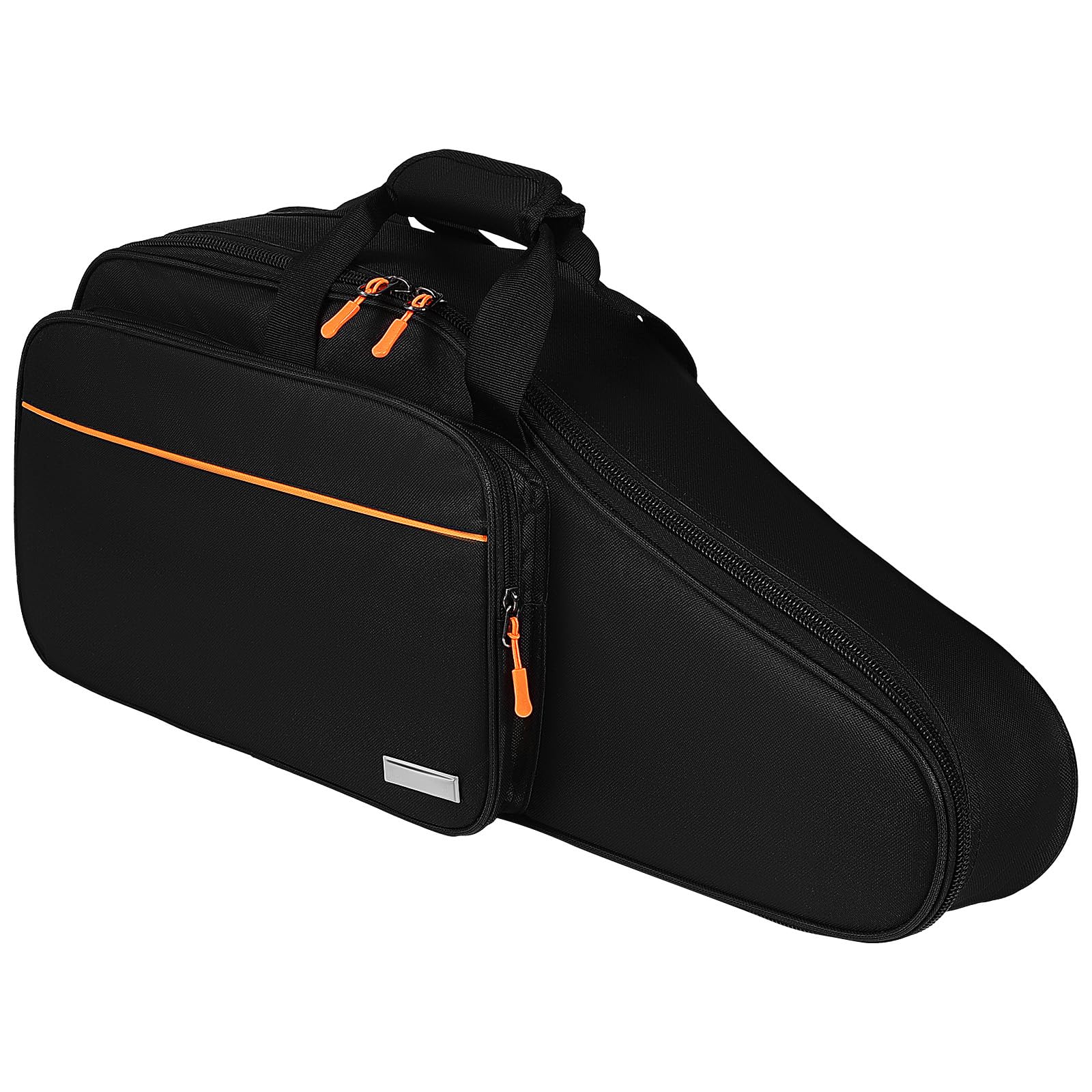Vaguelly Valise pour saxophone alto Oxford étanche avec rembourrage de 18 mm, bandoulière, poche extérieure, de transport léger pour saxophone Noir