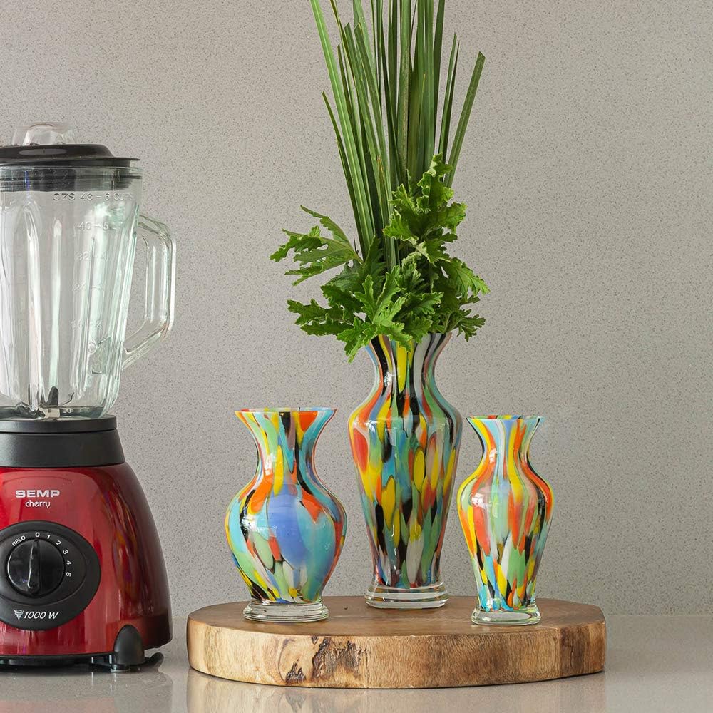 Ca D Oro Colored Glass Vase Confetti Effect Hand Blown Murano-Style Art Glass for Flower, Room Decoration and Centerpiece - Model Nº 78 - Image 4