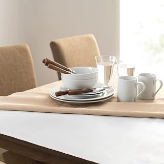 Elrene Home Fashions Deluxe Vinyl Table Pad Protector with Flannel Backing, 52x120 Inch White - Spillproof, Customizable