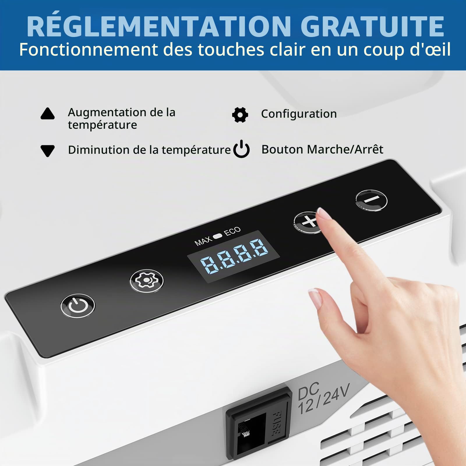 WANNYTON 58 L Glacière Électrique Voiture, Mini Frigo, Glacière à Compression, 12/24/100-240 V, Réfrigérateur Portable pour Voiture, Camion, Bateau, Camping-car