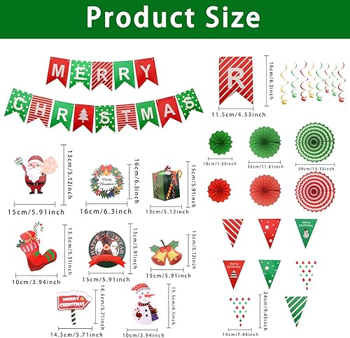 Miniatura 2 de Paquete de 16 carteles de Navidad para decoración de fiesta de Navidad para ventana de pared de chimenea, pancartas de decoración de oficina en