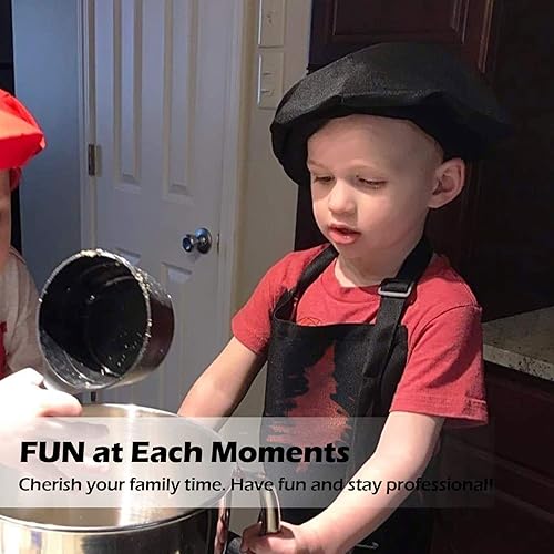Miniatura 4 de Novelty Place Juego de delantal para niños con sombrero de chef juego de 3  Babero para niños agradable al tacto con bolsillo  Cocina hornear pintar