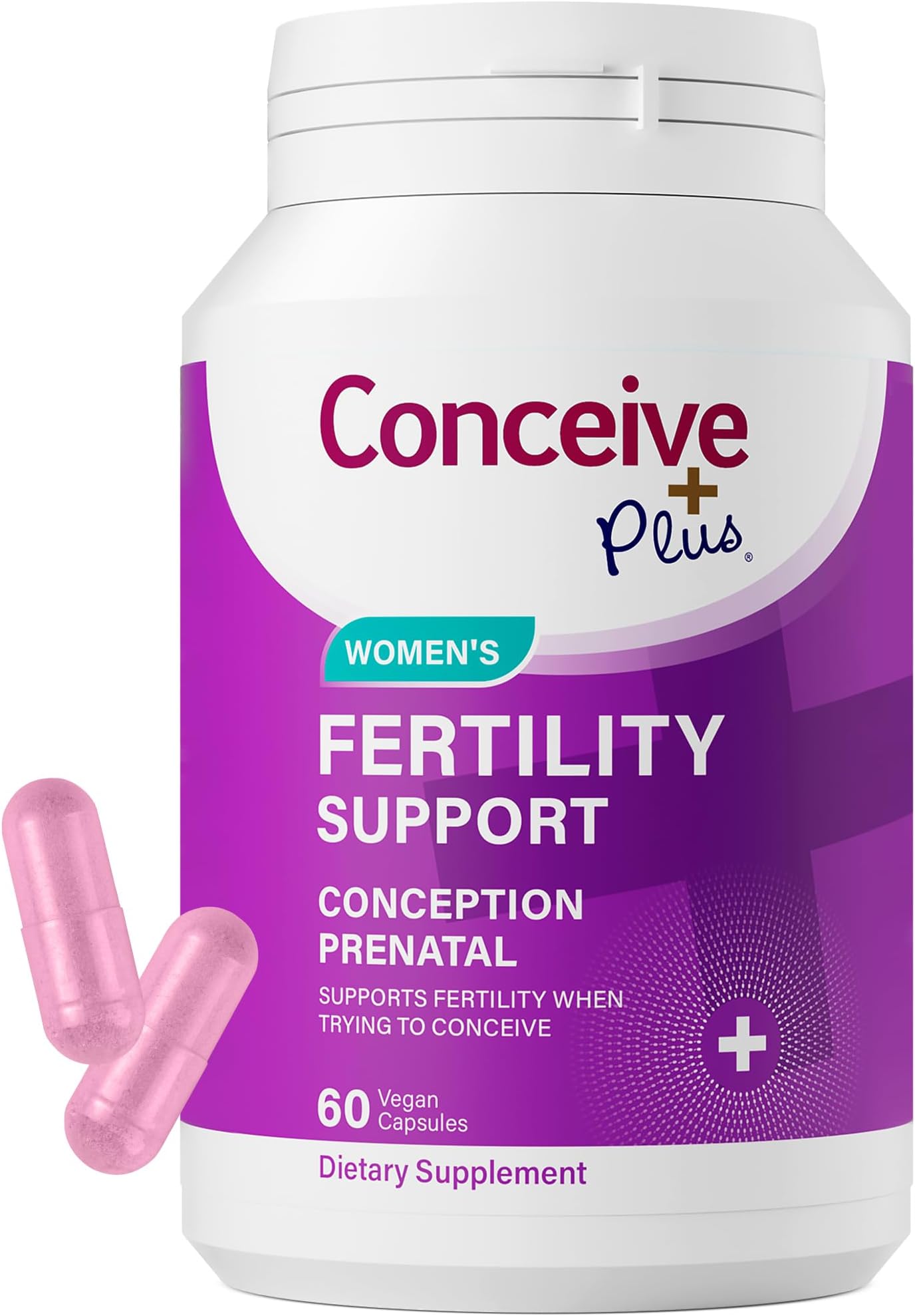 CONCEIVE PLUS Womens Fertility Support – Prenatal Multivitamin for Trying to Get Pregnant – Conception Blend, Hormonal Balance, Folate, Zinc, Thiamin, Riboflavin, Biotin – Non-GMO, Vegan – 30 Days