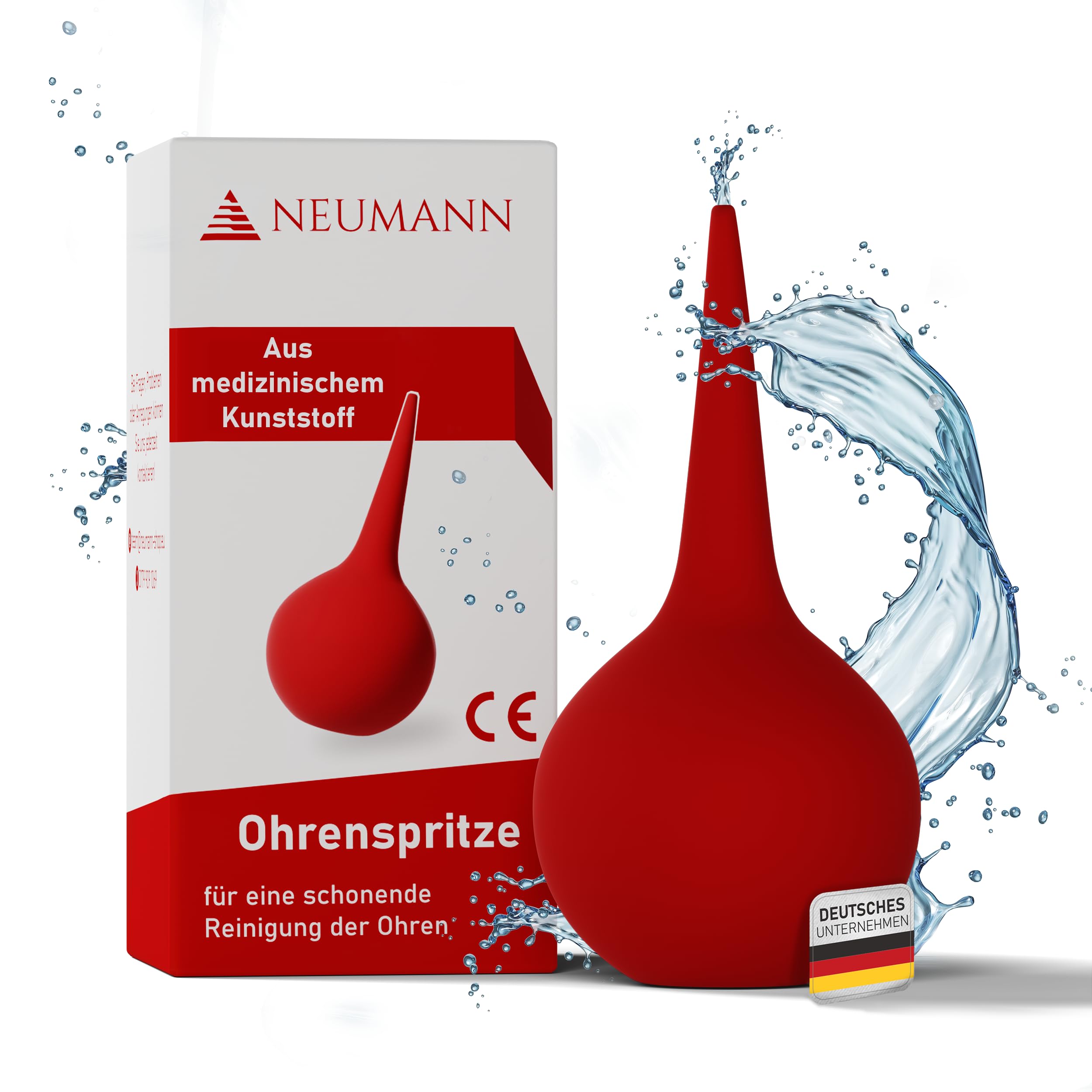 NEUMANN® Ohrenreiniger | Aus weichem, medizinischem PVC | Sicher, schnell & einfach | Ohrenschmalz Entferner, Ohrenreiniger für Babys, Kinder & Erwachsene | Ohrenspritze mit 75ml Volumen