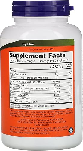 Miniatura 2 de Enzimas de papaya (masticables) - 360 pastillas por NOW