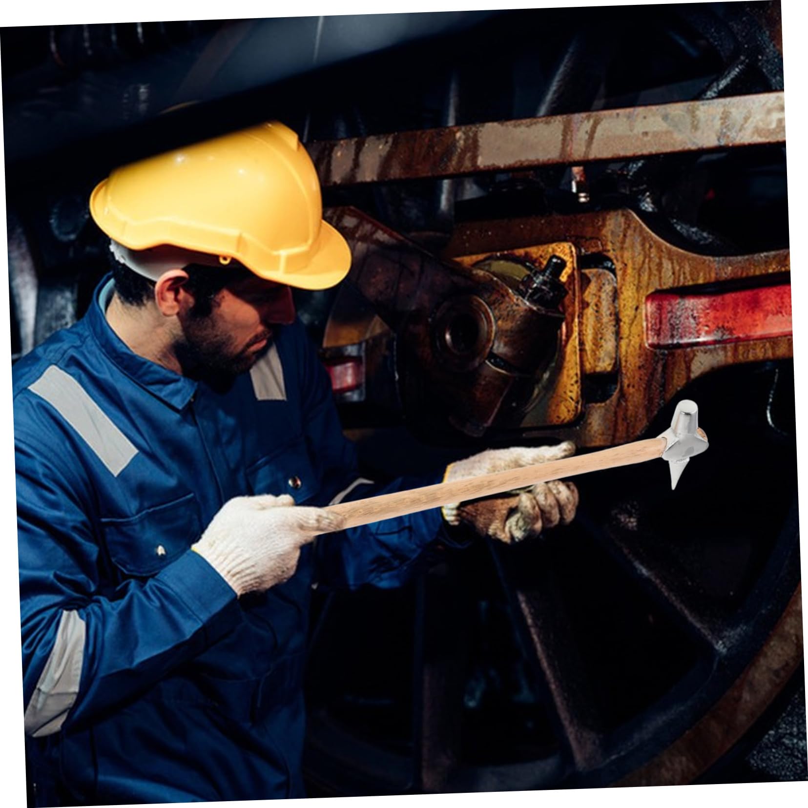 Zerodeko Martello per Ispezione Ferroviaria e Navale Piccolo, Portatile e Leggero, Punta Affilata e Manico Ergonomico in Legno e Acciaio, Utensile Multifunzionale per Saldatura