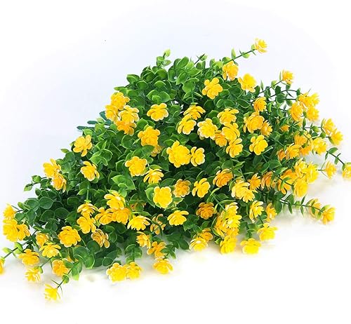 Miniatura 38 de Flores artificiales, arbustos de boj artificiales para exteriores, resistentes a los rayos UV, plantas verdes de plástico sintético para colgar